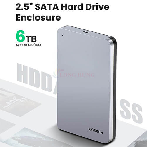 Hộp đựng ổ cứng nhôm Ugreen 2.5 inch Sata External Hard Drive Enclosure CM300 - Hàng chính hãng