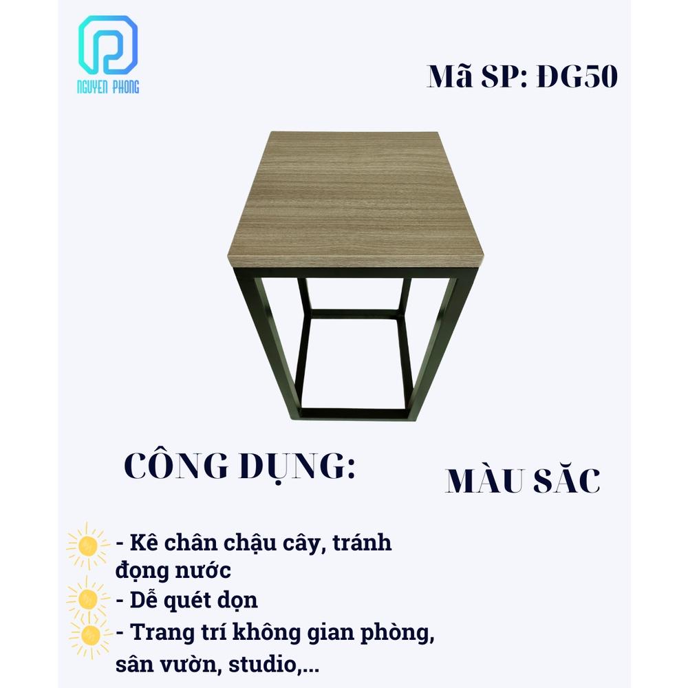 Kệ trang trí chân sắt, mặt kê gỗ chống thấm, sơn đen sang trọng, kệ cây cảnh 3 kích thước cao 50cm 75cm 90cm