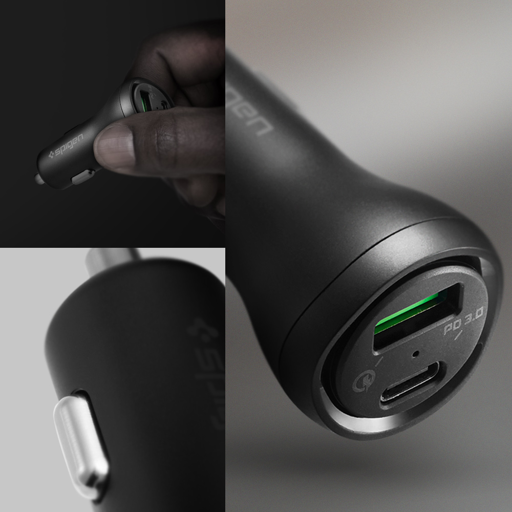 Tẩu Sạc Xe Hơi Spigen SteadiBoost Usb-C Pd3.0 Car Charger (1c1a) 27w - Hàng Chính Hãng