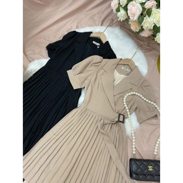 ĐẦM XẾP LY CỔ VEST