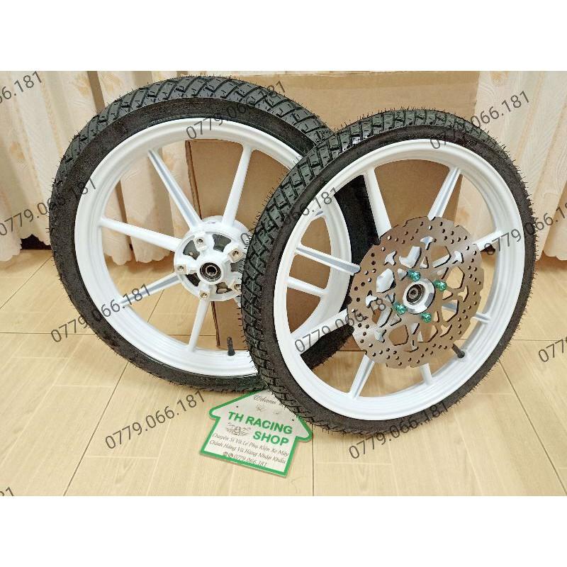 BÁNH MÂM CHO XE EXCITER 150 KIỂU 8 CÂY X1R MÀU TRẮNG SỮA KÈM ĐĨA ỐC KIỂU FULL VỎ CHEETAH THÁI LAN