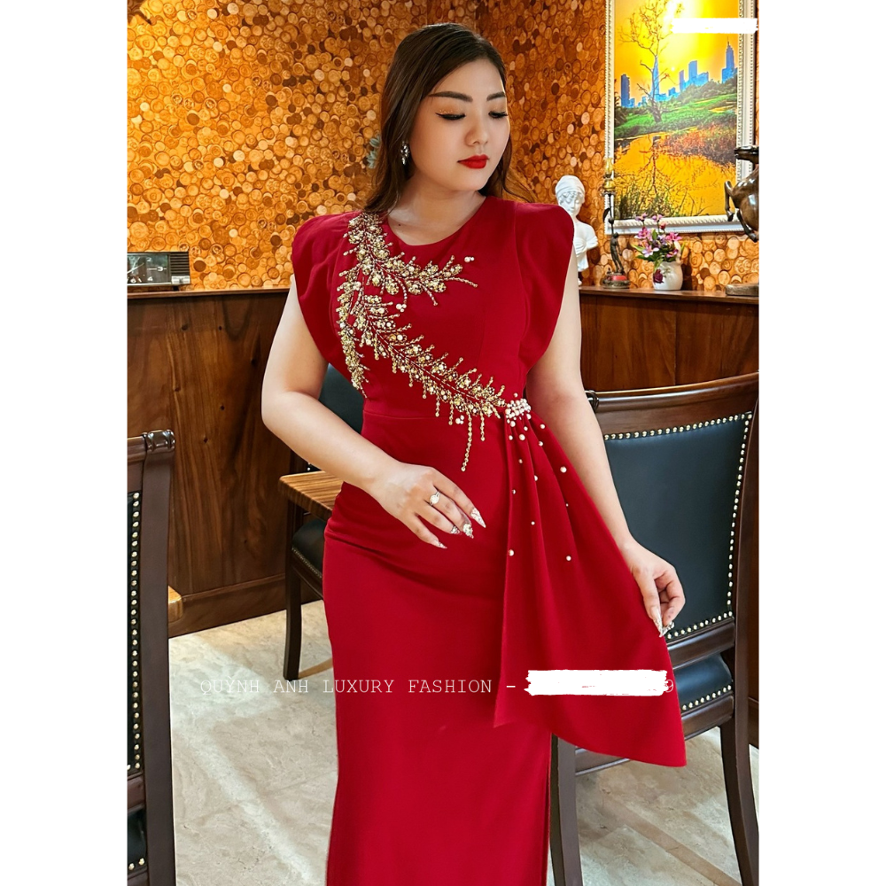 Đầm Dạ Hội Tay Cánh Tiên Đính Đá Sang Trọng Farrah Dress