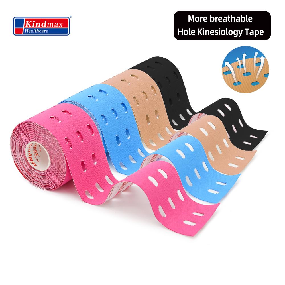 Kindmax Hole Kinesiology Băng đầu gối cho cơ thể Thể thao Băng thể thao đàn hồi để hỗ trợ cơ bắp. Color: Skin Size: 5CMx5M
