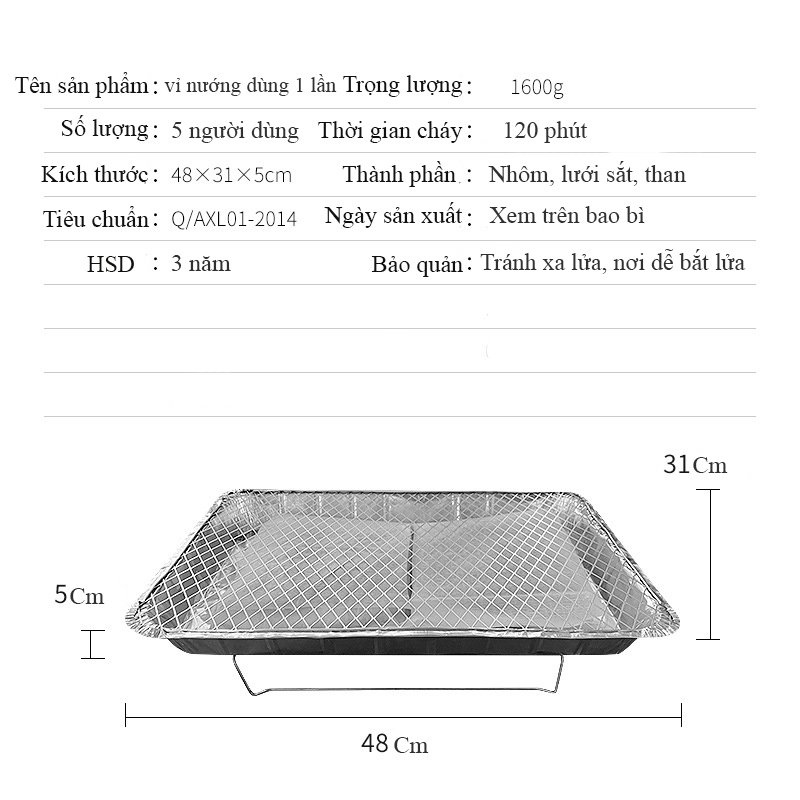 Bếp nướng than BBQ dùng 1 lần tiện lợi