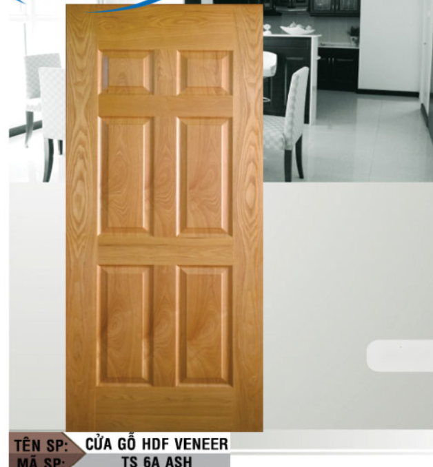 Cửa phòng ngủ gỗ công nghiệp Juno sofa HDF Veneer 6A - Ash