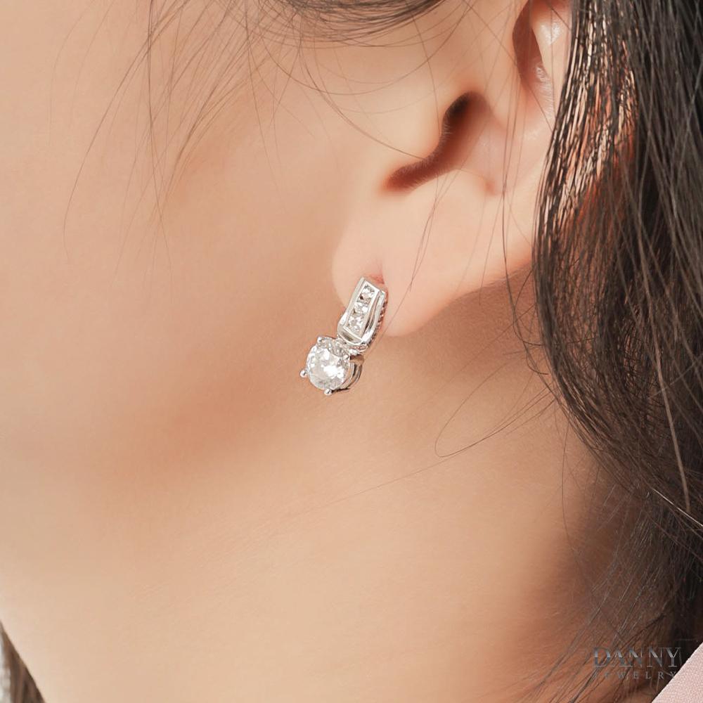 Bông Tai Nữ Bạc 925 Danny Jewelry Xi Bạch Kim Đính Đá CZ NI4GZ010