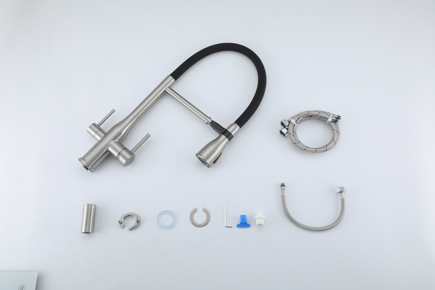 VÒI BẾP CAO CẤP 3 ĐƯỜNG NƯỚC TÍCH HỢP RO NHẬP KHẨU NGA GAPPO G4399-75 CẦN MỀM ĐẦU CHỤM LOE MÀU INOX - HÀNG CHÍNH HÃNG