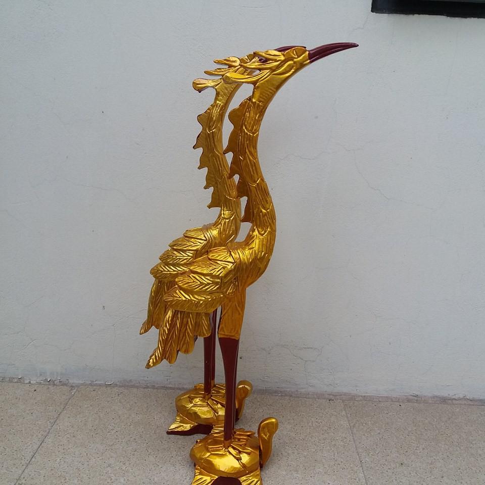Đồ thờ - hạc sơn son thiếp vàng gỗ mít cao 61cmx20cmx20cm