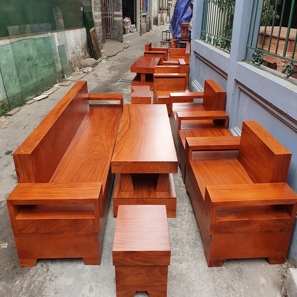 Bộ Bàn Ghế Sofa Đối Gỗ Gõ Đỏ