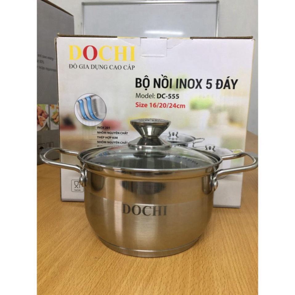 Bộ 3 Nồi Inox 5 Lớp Đáy DOCHI Cao Cấp