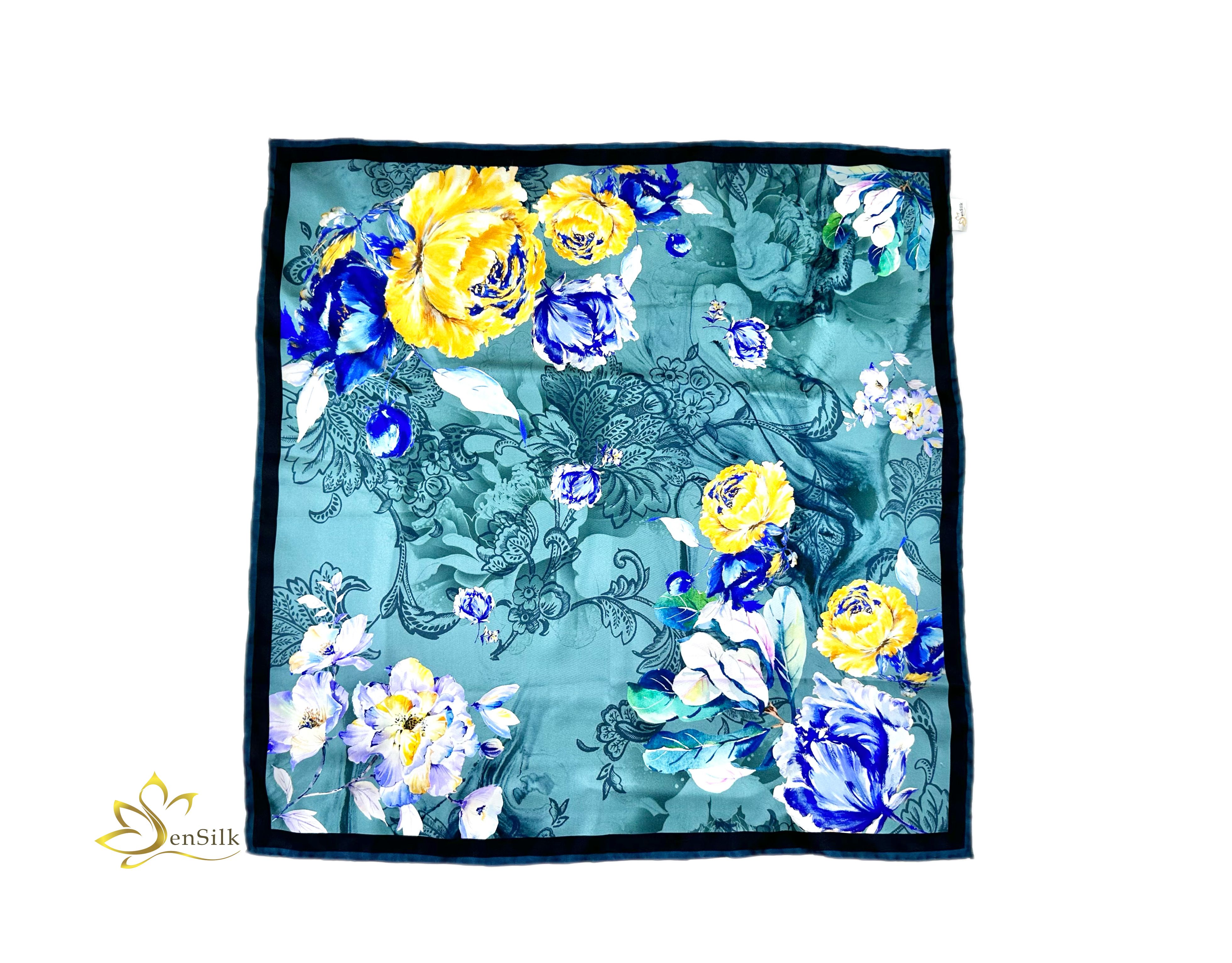 Khăn Choàng Cổ Lụa Tơ Tằm in SenSilk KLVI05 - 100% Luxury Silk Printed Scarves - Quà Tặng Thời Trang Nữ