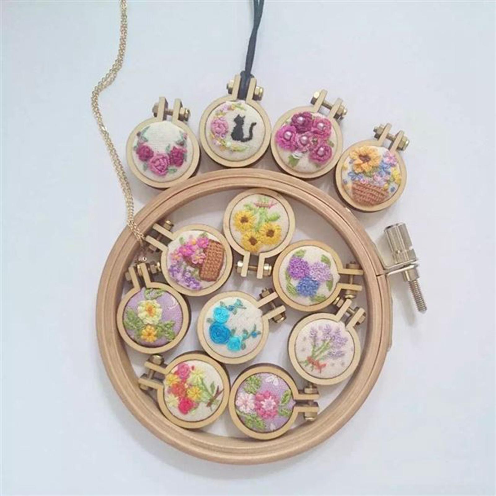 Exquisite Mini Embroidery Hoop Pendant Crossing Stitch Frame Necklace Favors