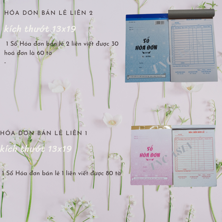 Hoá đơn bán lẻ 2 liên, hoá đơn 1 liên ( 1 lốc 10 cuốn )