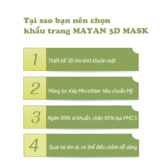 Khẩu Trang Mayan 3D Mask Chống Bụi PM 2.5 Gói 5 Miếng