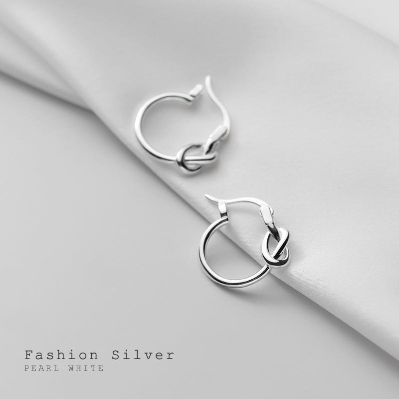 Khuyên tai bạc Ý s925 khóa nút thắt lạ mắt E8016 - AROCH Jewelry