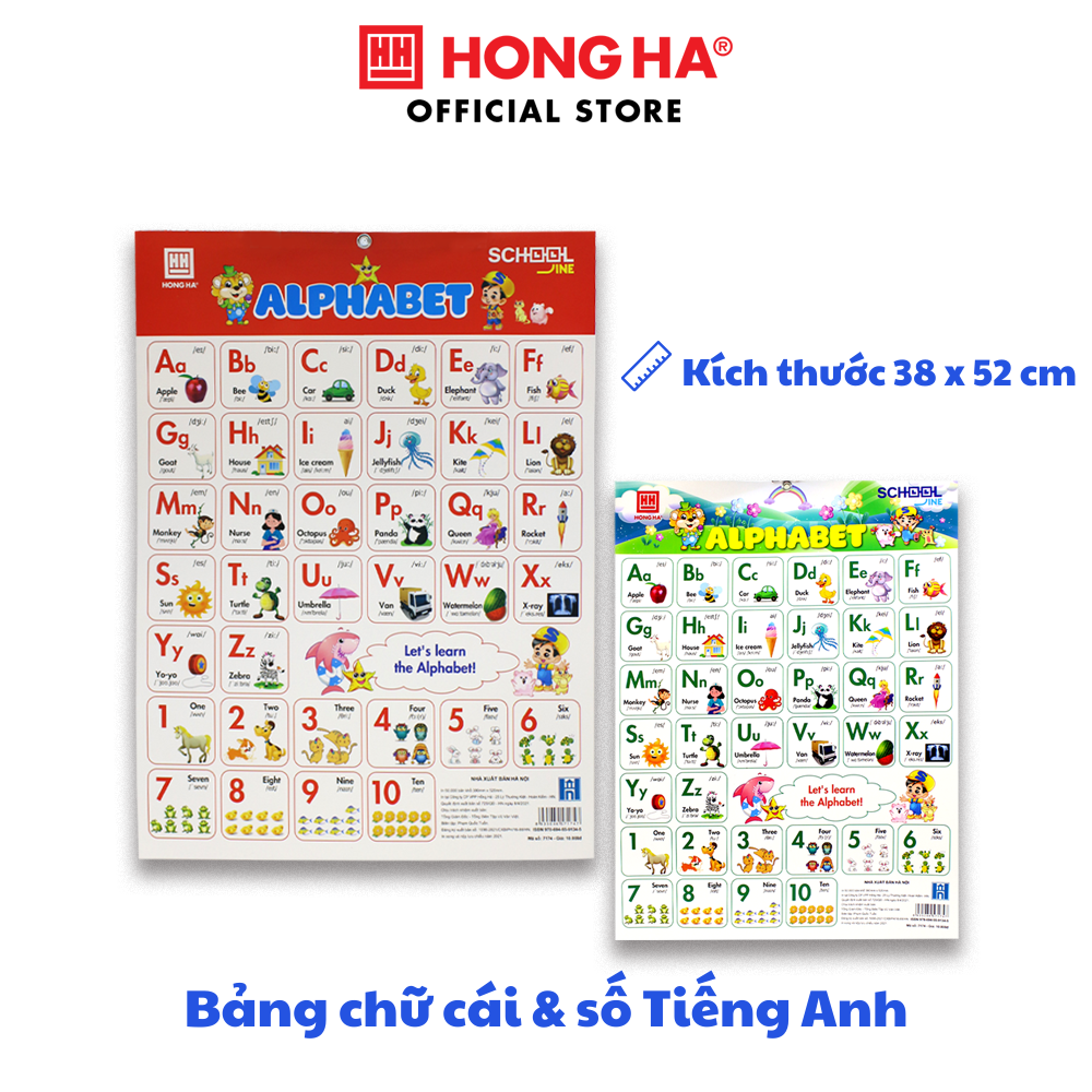 Bảng chữ cái và số tiếng Anh Hồng Hà - 7174