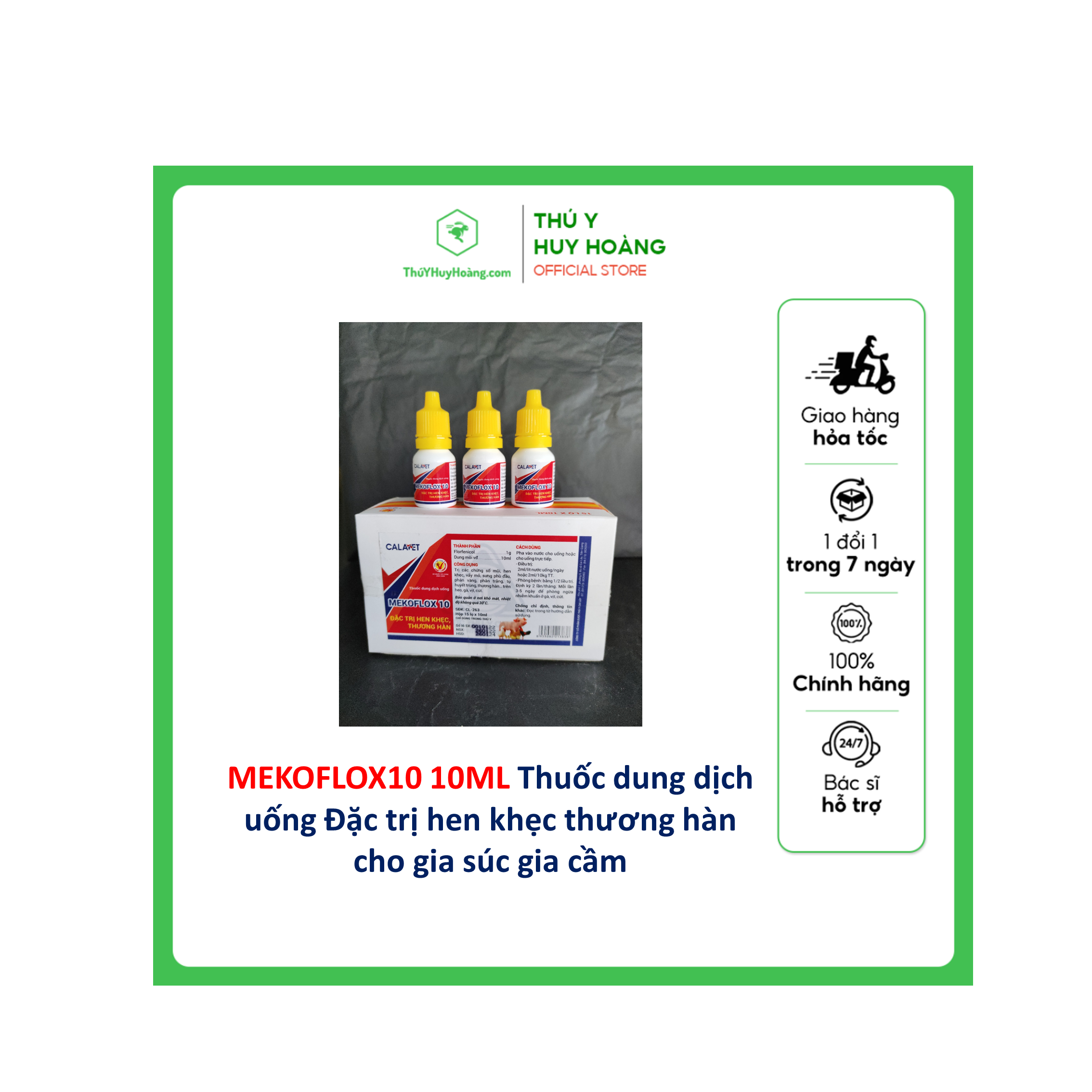 Thuốc dung dịch uống MEKOFLOX10 Thuốc dung dịch uống Đặc t.rị hen khẹc thương hàn cho gia súc gia cầm