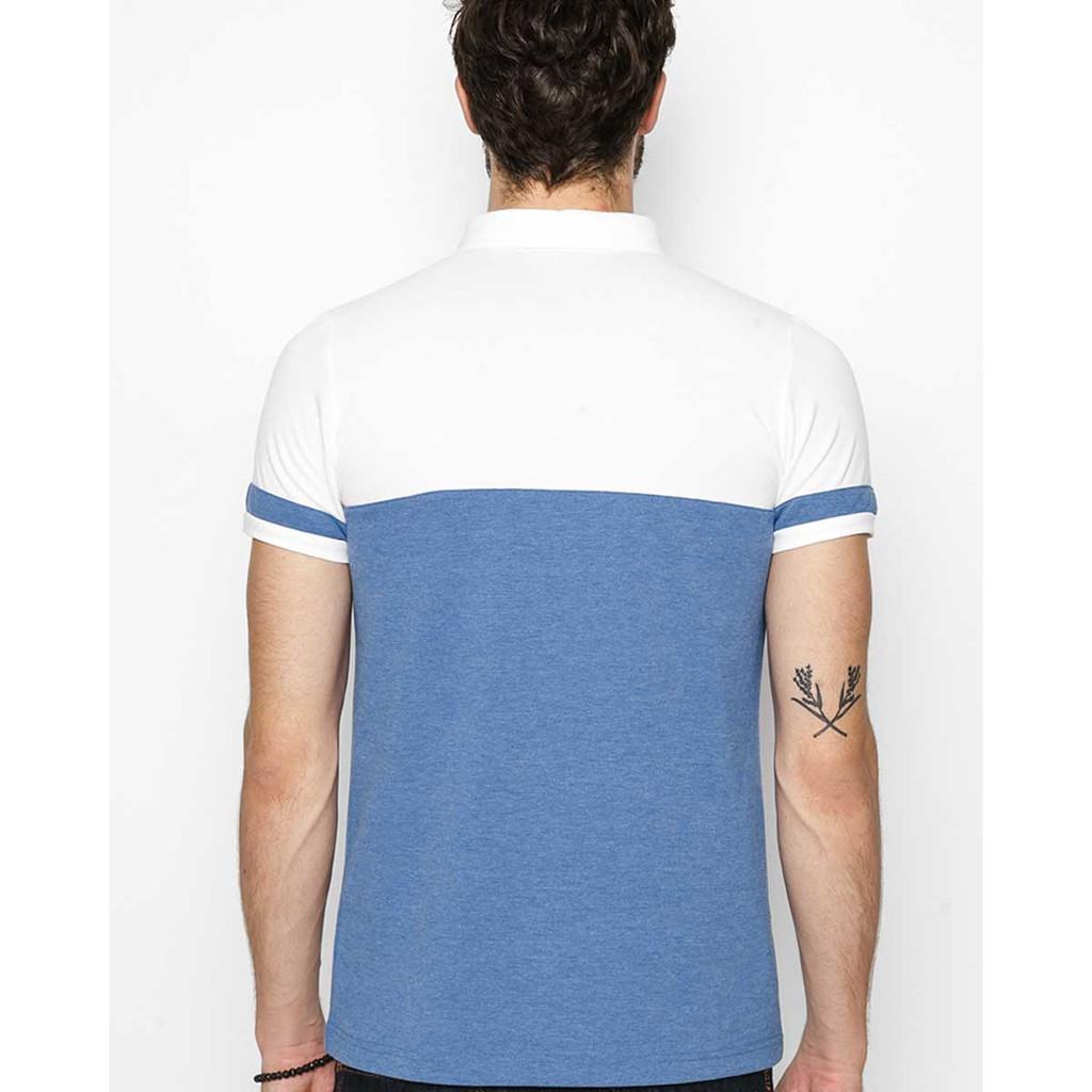 Áo Thun Nam F2 Cotton Có Cổ Xanh Dương TC163