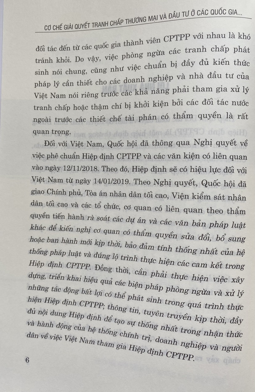 Cơ Chế Giải Quyết Tranh Chấp Thương Mại Và Đầu Tư Ở Các Nước Thành Viên Hiệp Định Đối Tác Toàn Diện Và Tiến Bộ Xuyên Thái Bình Dương (Sách chuyên khảo)