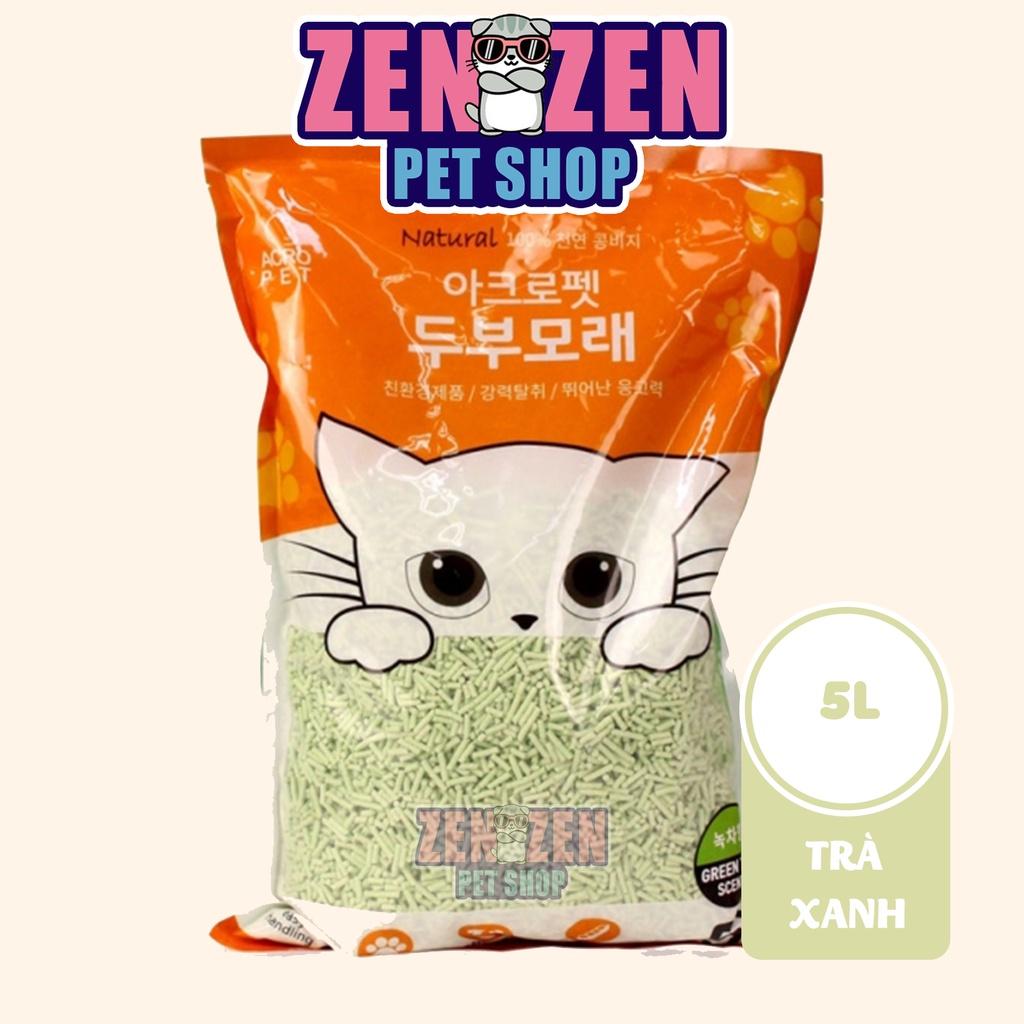 Hình ảnh Cát vệ sinh cho mèo, Cát đậu nành Tofu ACROPET, cát đậu phụ gói 5L - 2.5kg - Trà xanh matcha, Oải hương