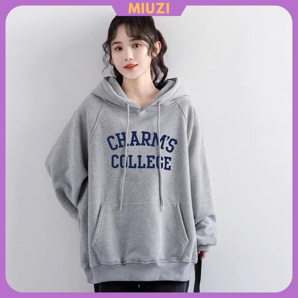 Áo hoodie unisex vải nỉ bông mũ 2 lớp,Áo hoodie Miuzi 2 Màu DT043