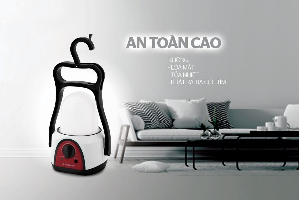 Đèn tích điện đa năng SUNHOUSE SHE-6848LA 360 độ - Hàng chính hãng