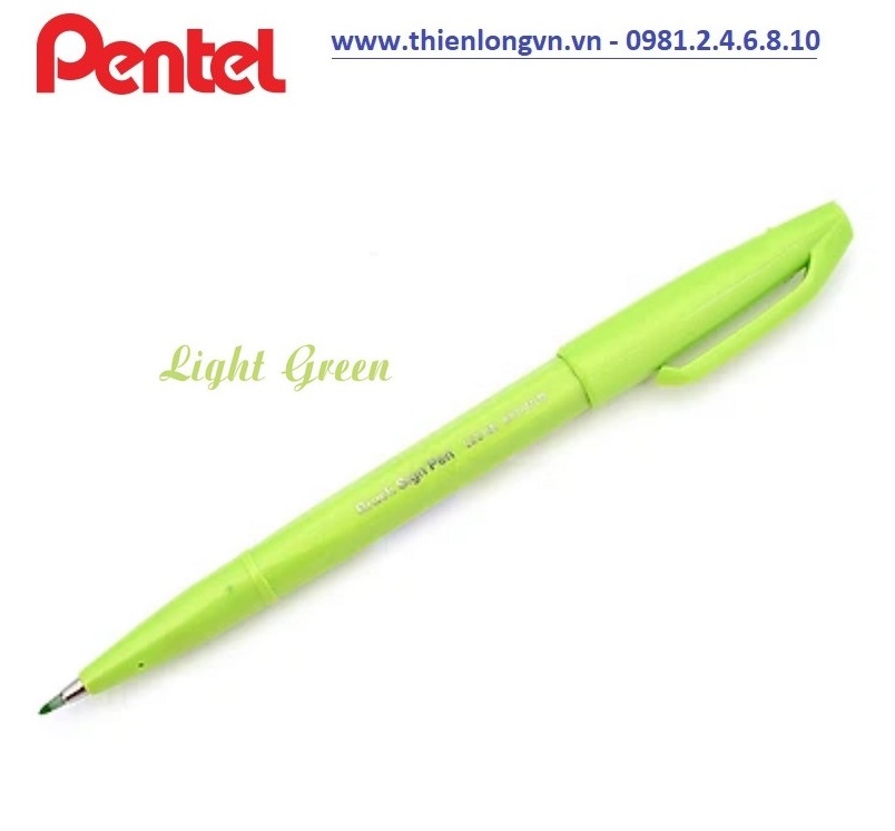 Bút lông viết thư pháp hiện đại Pentel SES15C-KX xanh lá nhạt; Calligraphy Fude Touch Sign - Light green