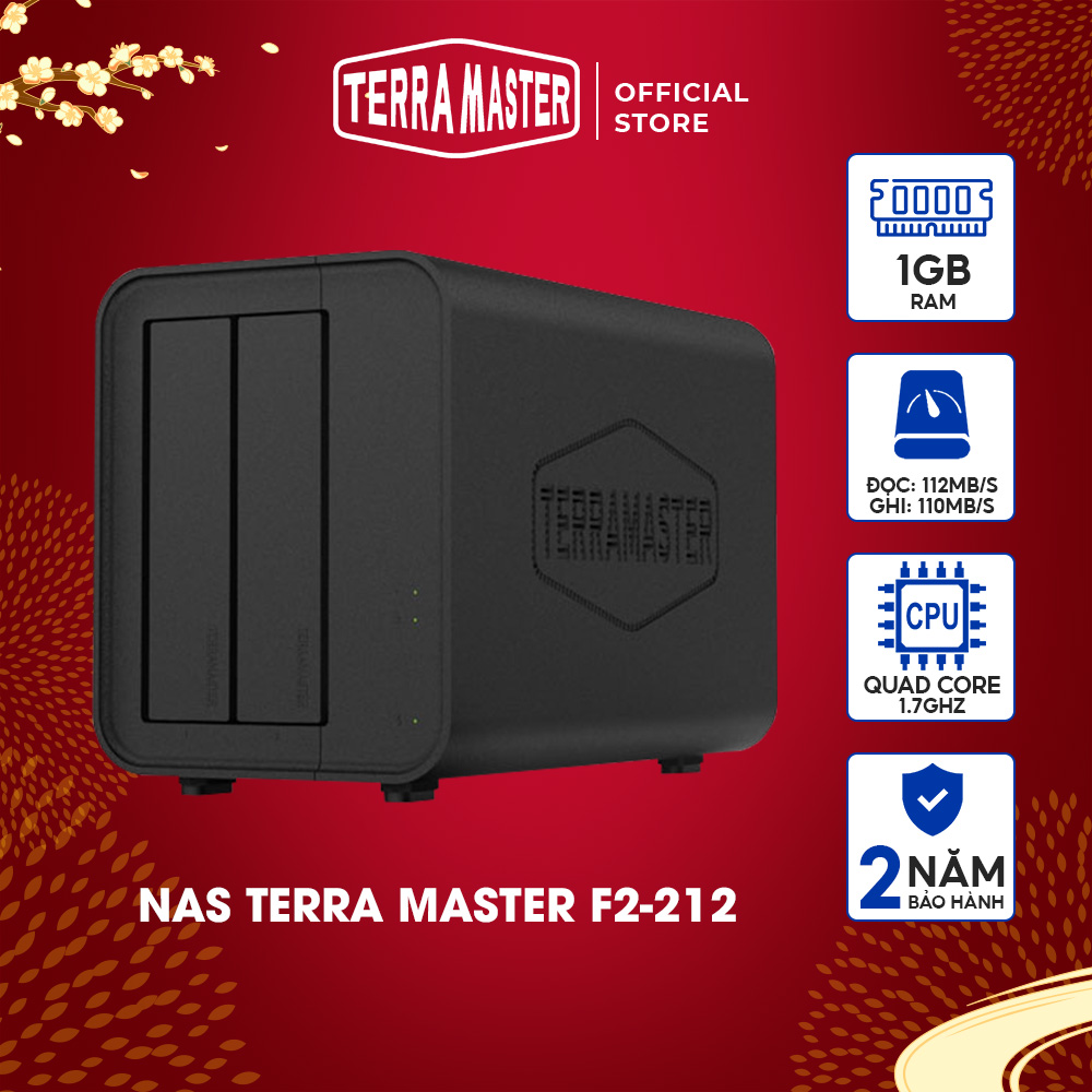 Thiết bị lưu trữ mạng NAS TerraMaster F2-212 2-bay Hàng chính hãng