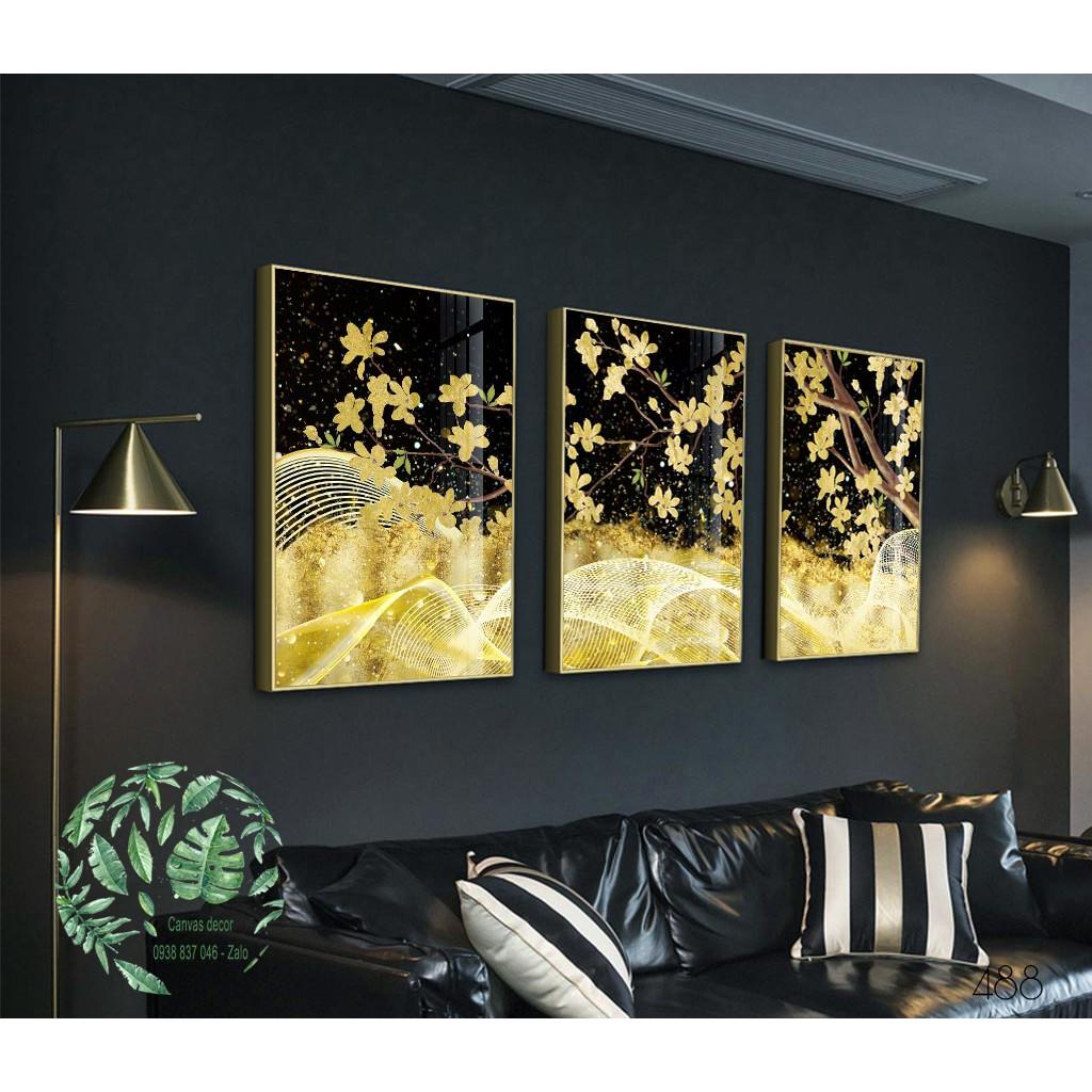 Bộ tranh canvas treo tường hoa mai vàng