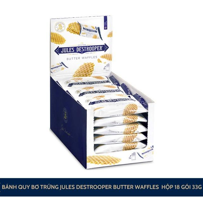 Bánh quy bơ trứng Jules Destrooper Butter Waffles &quot;on the go&quot; hộp 18 gói 33g