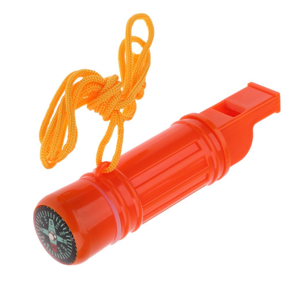 Multiuse Survival Tool Emergency Whistle Fire Starter Compass Signal Mirror