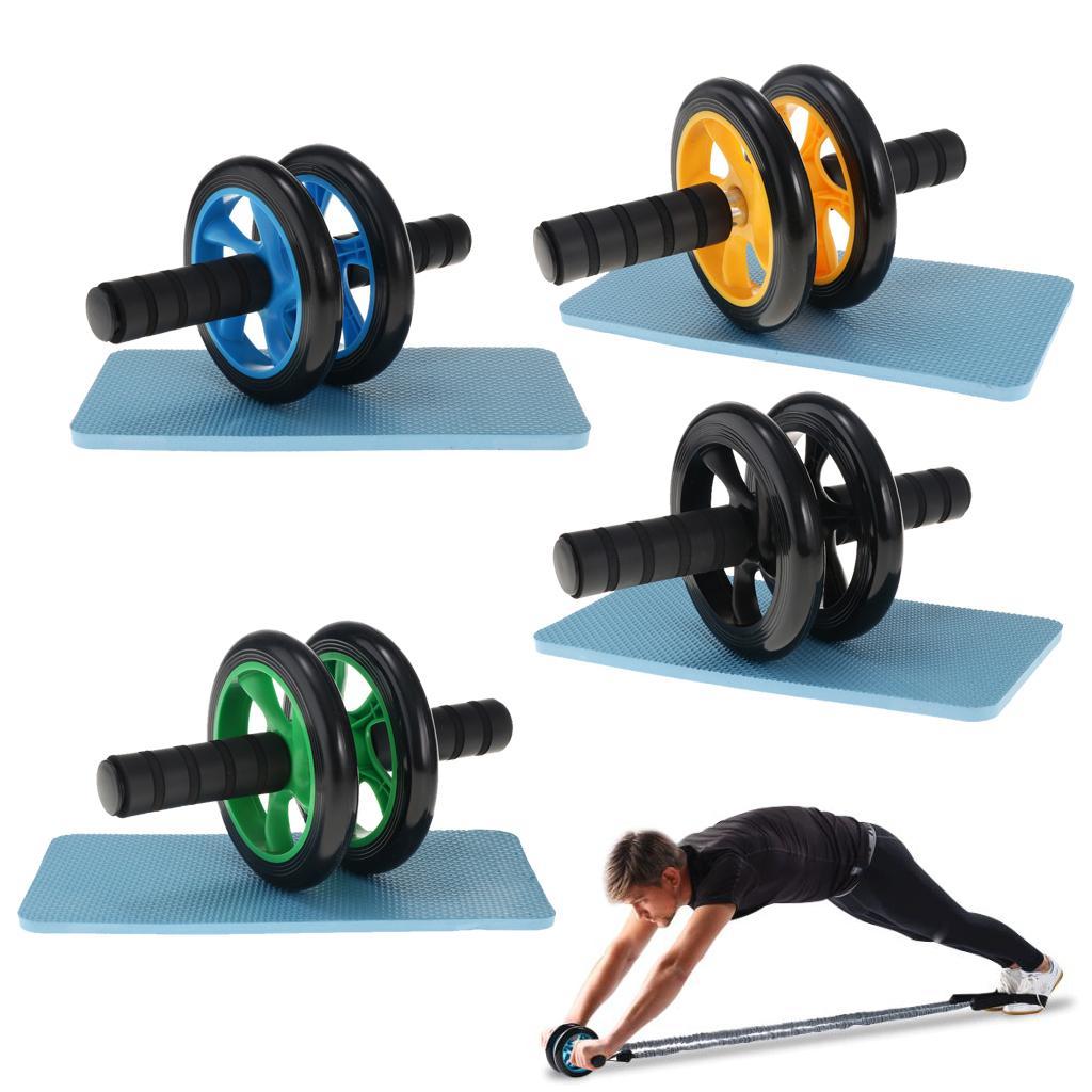 Heavy Duty Abdominal Wheel Roller with Knee Pad Trainer Equipment Dual Wheels Handle Anti Slip for Exercise Workout Gym Fitness