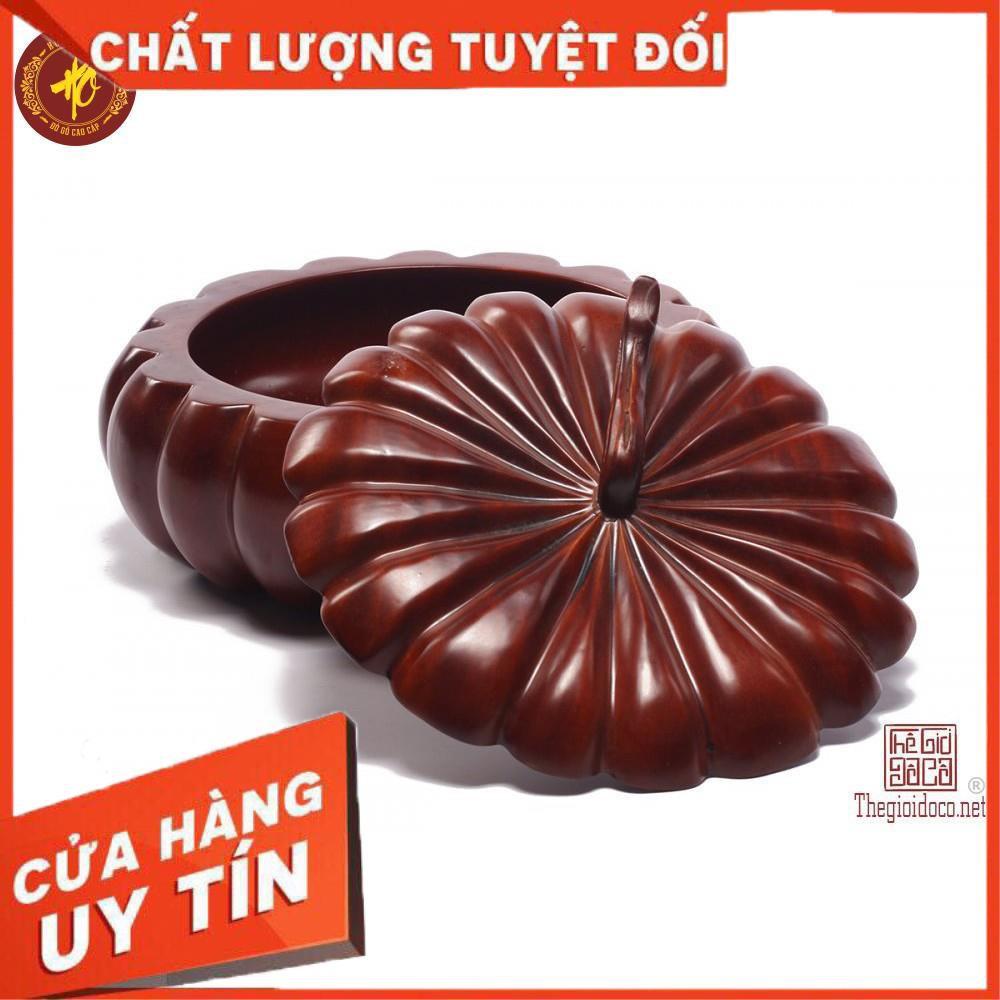 KHAY ĐỰNG BÁNH KẸO QUẢ BÍ NGÔ - GỖ HƯƠNG ĐỤC TAY LIỀN KHỐI