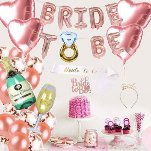 Bộ bong bóng trang trí tiệc chia tay độc thân chủ đề tiệc tùng màu Rosegold Ctdt18