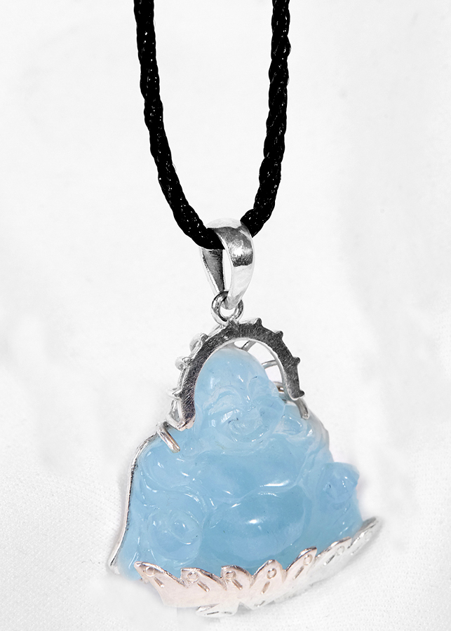 Mặt Dây Chuyền Phật Di Lặc Đá Aquamarine Ngọc Quý Gemstones