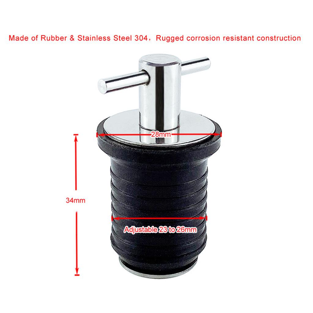 Stainless Steel & Rubber Kayak Boat Hull/Livewell/Baitwell Twist Drain Plug