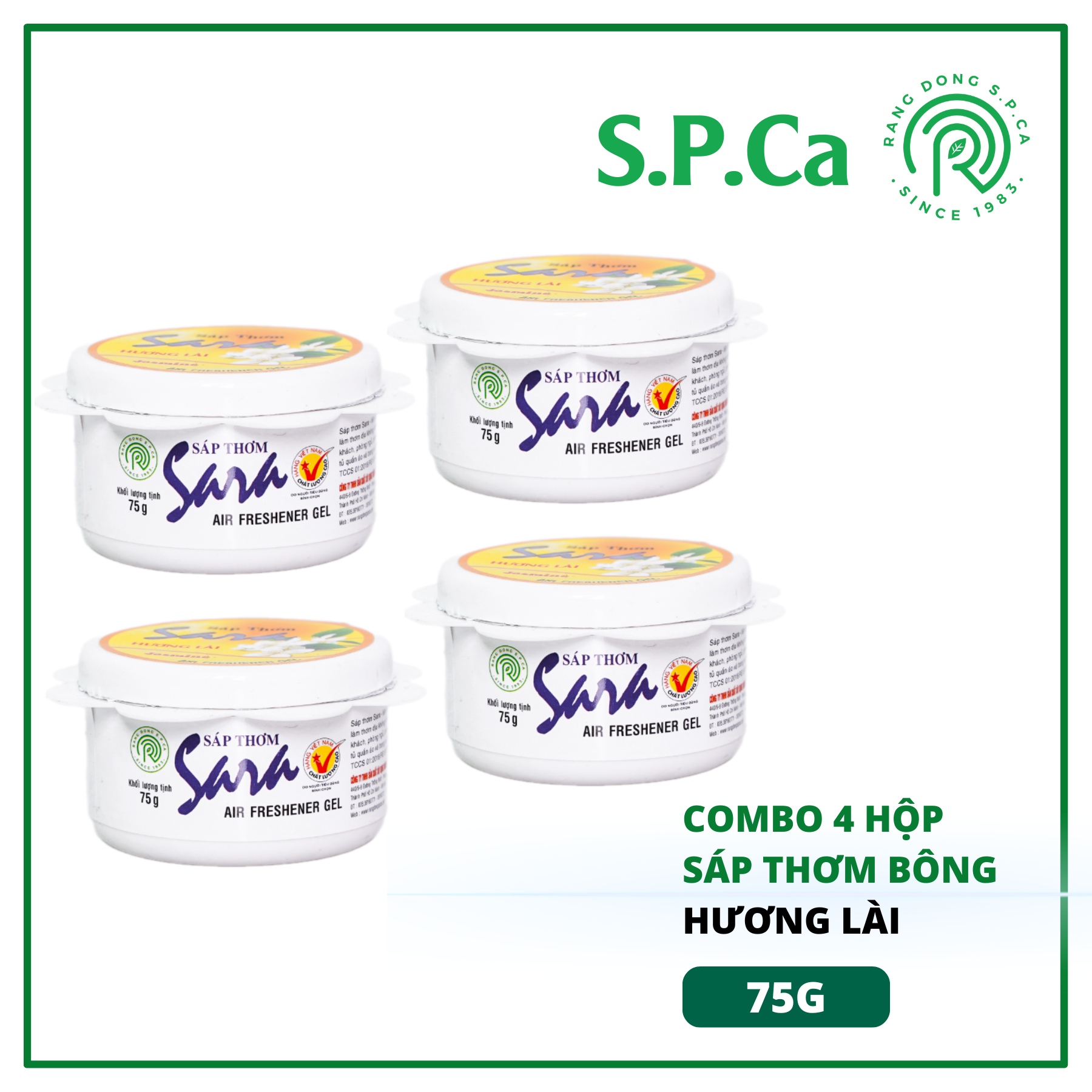 Combo 4 sáp thơm bông Sara 75g khử mùi tỏa hương nhanh lưu hương từ 10 đến 12 ngày