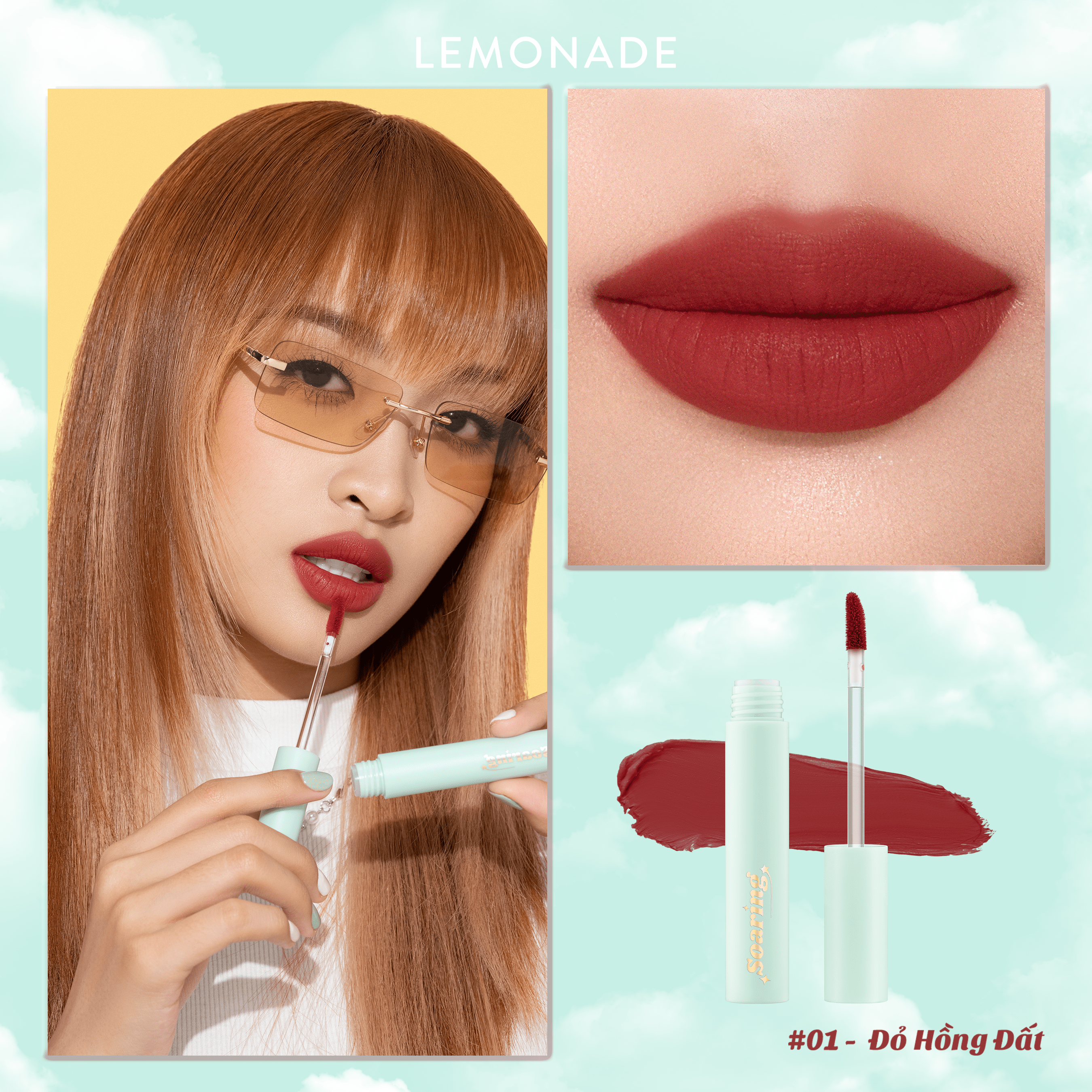 Combo 02 son kem lì nhẹ môi Lemonade Soaring Lipcream 3.6gx2 - #04. Nâu chocolate