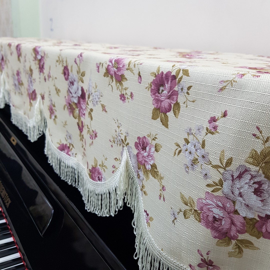 Khăn phủ đàn Piano cơ mẫu họa tiết hoa hồng