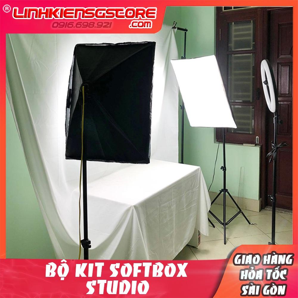 Bộ đèn studio chụp ảnh, quay phim, Livestream chuyên nghiệp, cao 1.7m softbox 50x70cm