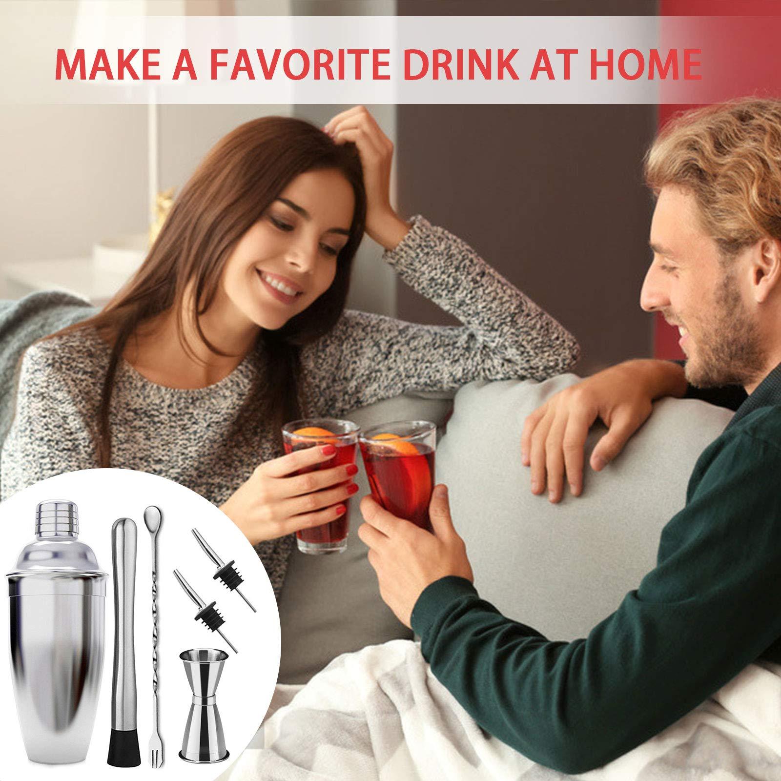 Bình lắc cocktail, Bộ dụng cụ lắc cocktail bằng thép không gỉ, Bộ dụng cụ lắc cocktail Bartender chuyên nghiệp, Bộ bình lắc cocktail 7 món, Quà tặng sinh nhật