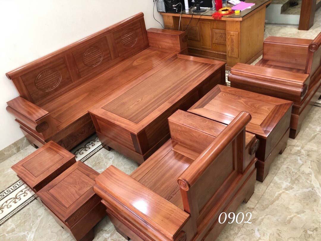 Bộ sofa gỗ xoan đào mẫu mới hiện đại sang trọng
