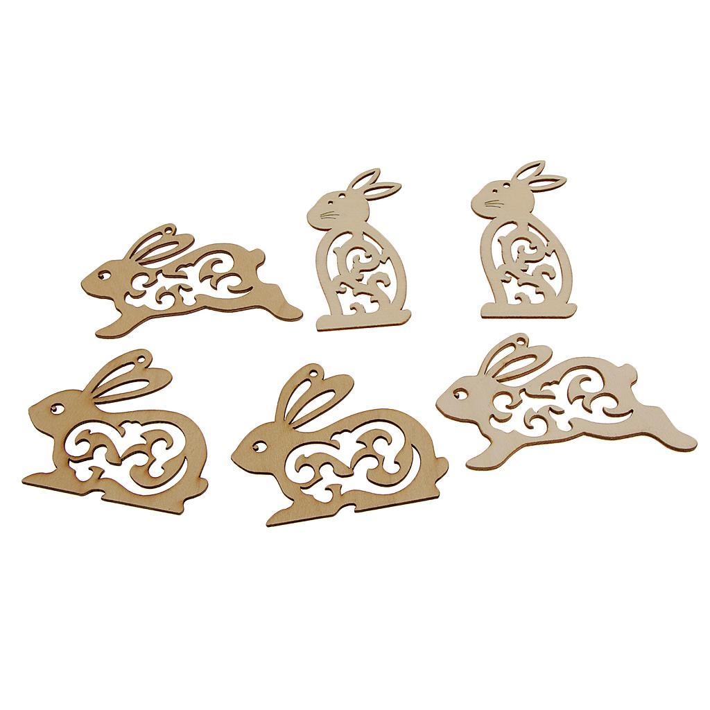 20 Pieces Unfinished Wood Hollow Rabbit Shape Wooden Pieces Embellishment for Kids Handmade Crafts 100mm