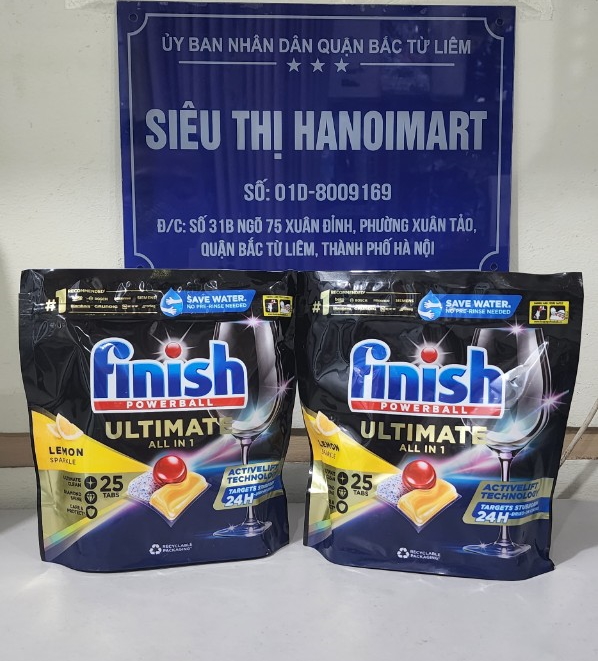 Combo 2 túi viên rửa bát Finish Quantum Ultimate 25 viên 14 chức năng trong 1