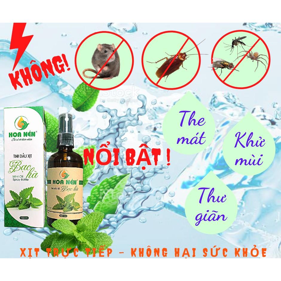Chai Xịt Tinh dầu Bạc hà 100ml - Hoa Nén - Xịt phòng đuổi muỗi, côn trùng, thơm mát