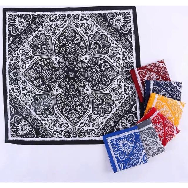 Khăn turban vuông hoạ tiết size 58x58cm Khăn bandana hoa văn bông hoa