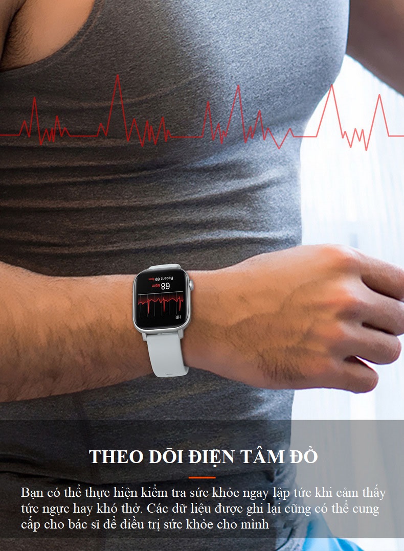 Đồng Hồ Thông Minh Smartwatch T54 IP67 Chống Nước Nhịp Tim Theo Dõi Giấc Ngủ