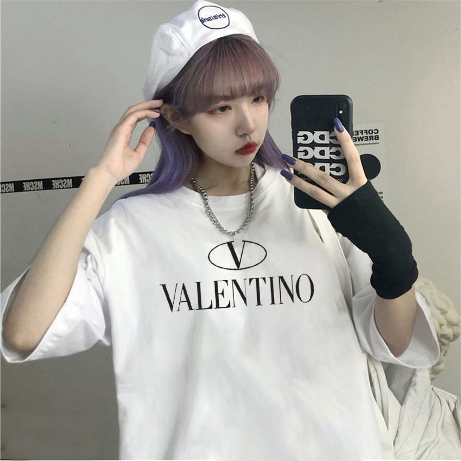 Áo Thun Nữ Tay Lỡ Form Rộng Màu Đen In Chữ VALENTINO Local Brand DLX Áo Phông Nữ Đẹp