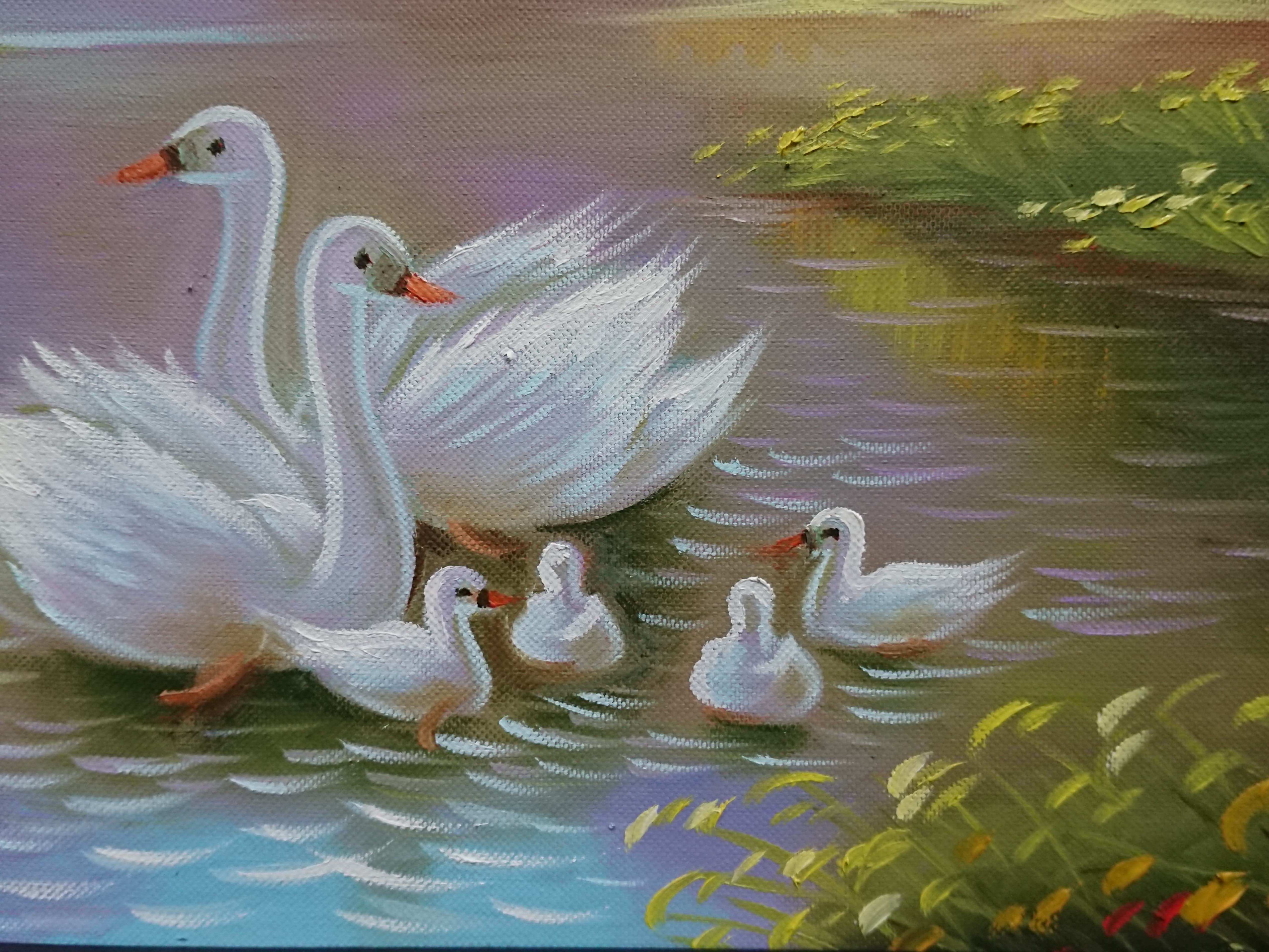 Tranh Treo Tường  - Gia Đình Thiên Nga 30x40cm