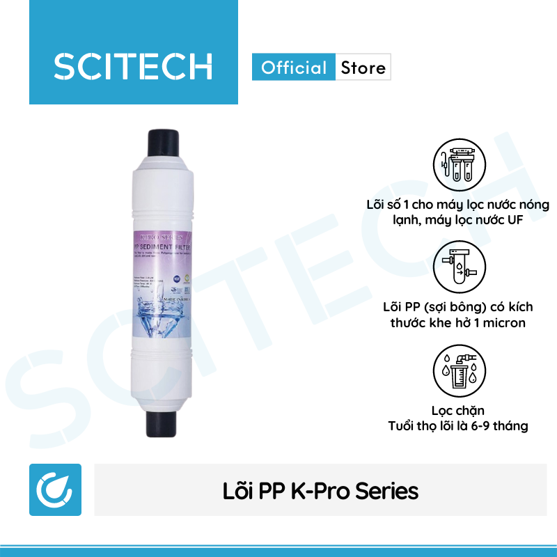 Bộ lõi số 1,2,3,4 K-Pro Series by Scitech dùng cho máy lọc nước nóng lạnh, máy lọc nước UF - Hàng chính hãng